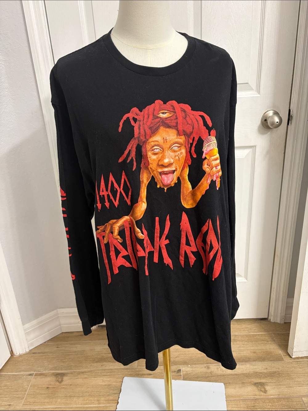Black Long-Sleeve Trippie Redd with Red & Orange Graphic